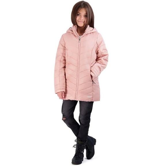 Spyder Boundless Long Puffer Misty Rose Coat fleece lined size junior XL 16 - Picture 1 of 14